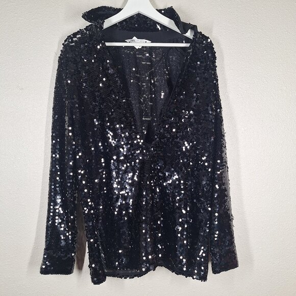 Zara Womens Dresses Black Sequin Tunic Long Sleeved Size XS - Picture 1 of 7